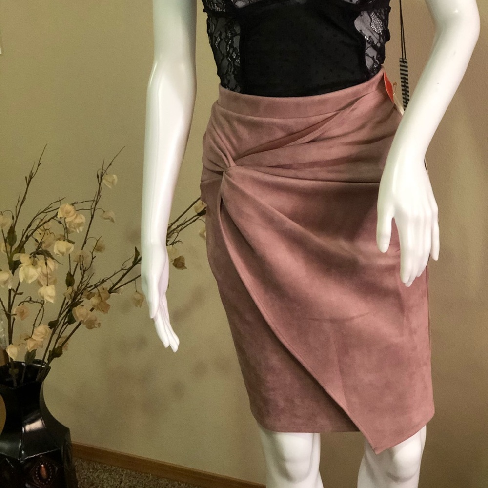 Suede pencil skirt